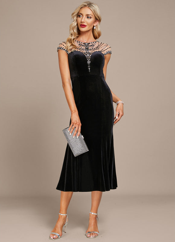 Robe Velours Élégante À Perles - gallery 2