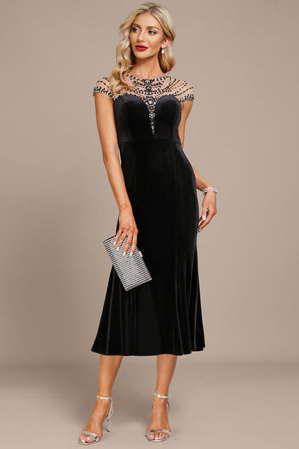 Robe Velours Élégante À Perles - gallery 2