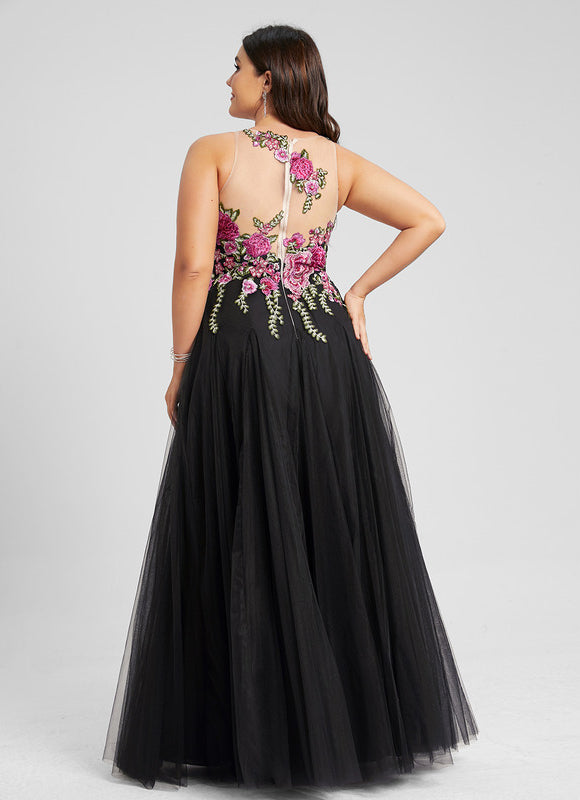 Robe Trapèze En Tulle Noir - gallery 9