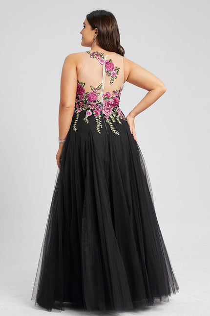 Robe Trapèze En Tulle Noir - gallery 9