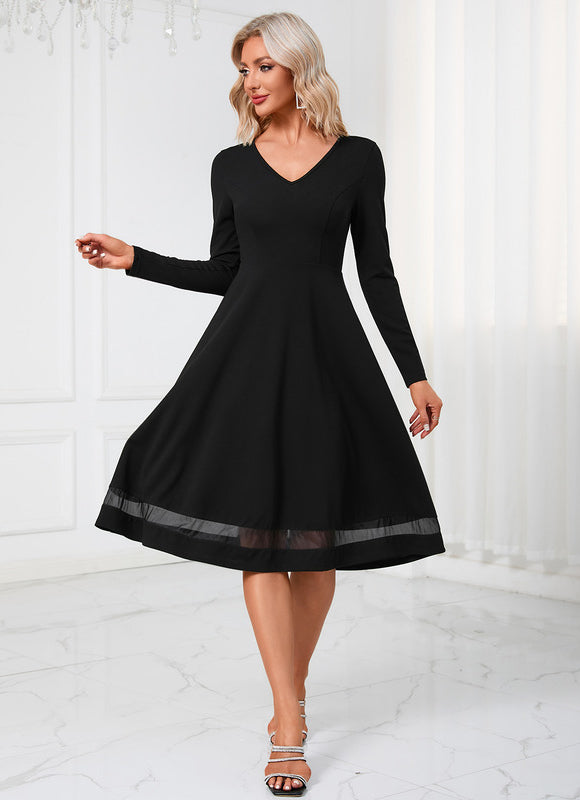 Robe Noir Col Bateau