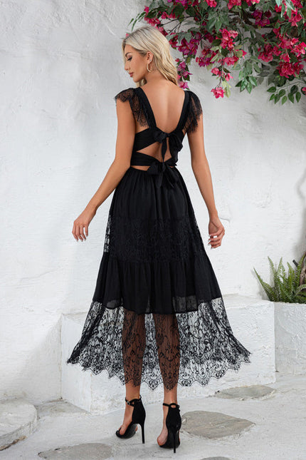 Robe Noire Luxe Dentelle Transparente - gallery 4