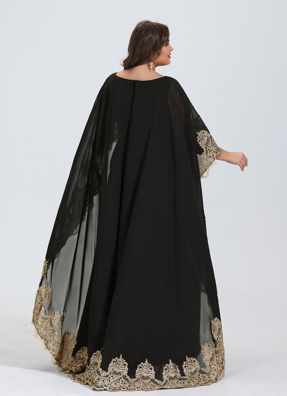 Robe Élégante Avec Cape Brodée - gallery 6