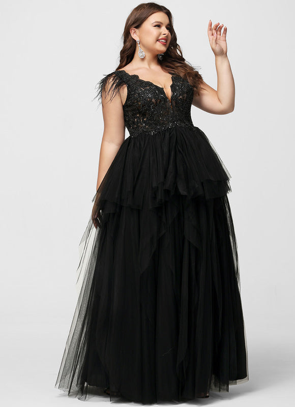 Robe De Bal Tulle Plumes Élégante - gallery 5