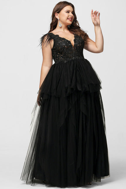 Robe De Bal Tulle Plumes Élégante - gallery 5