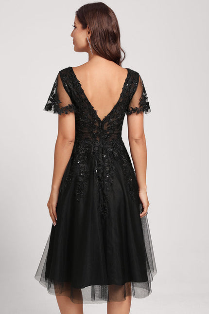 Robe Cocktail Tulle Brodée Élégante - gallery 8