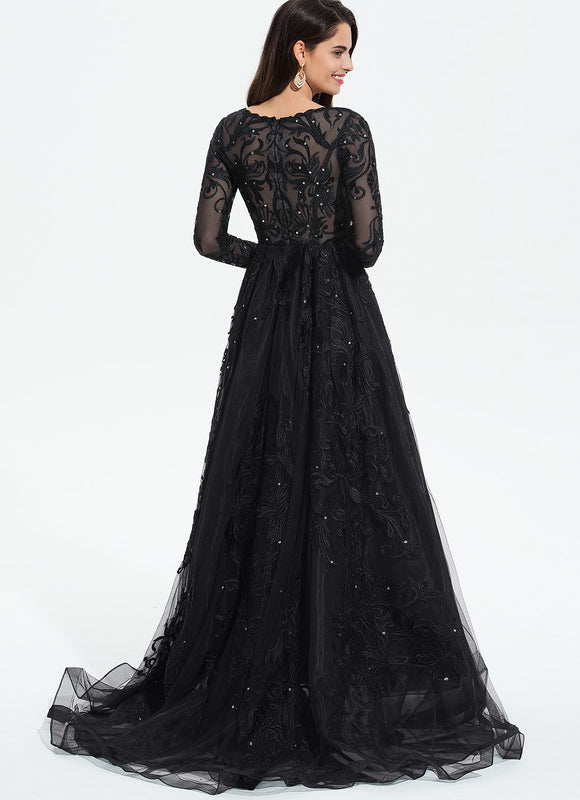 Robe De Bal En Tulle Scintillant - gallery 4