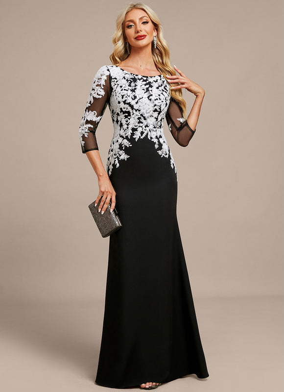 Robe Noire En Dentelle Manche Longue - gallery 2