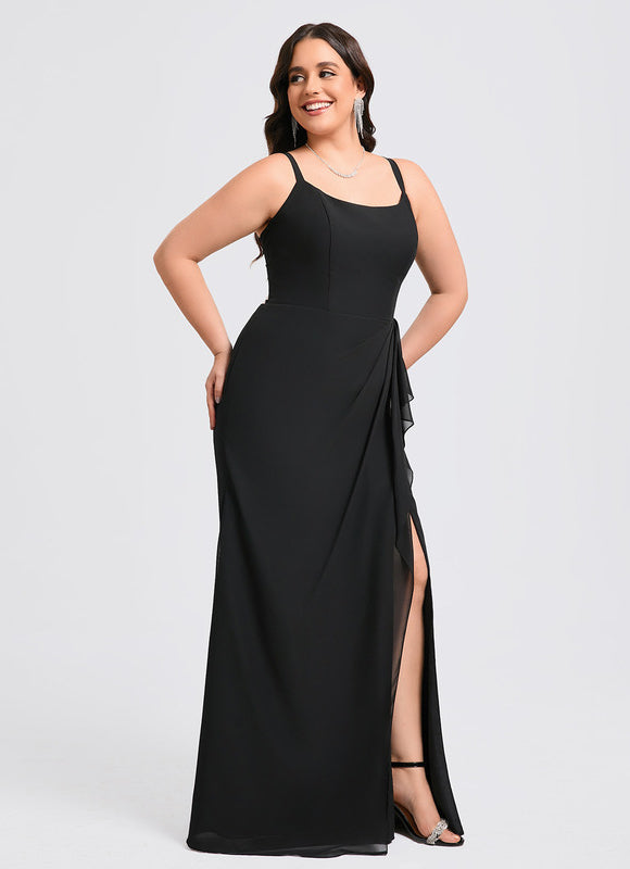 Robe Noire Élégante Fendue Chic - gallery 9