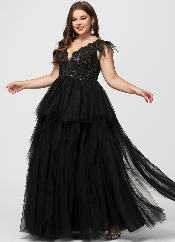 Robe De Bal Tulle Plumes Élégante - gallery 9