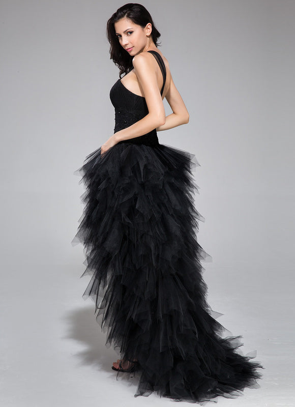 Robe De Bal Tulle Asymétrique Élégante - gallery 4