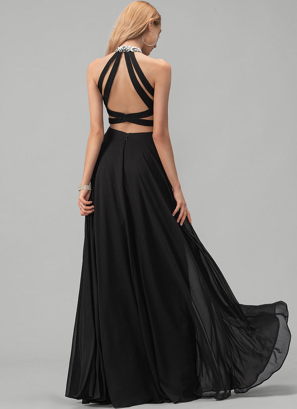 Robe De Bal Noire Brodée Élégante - gallery 4