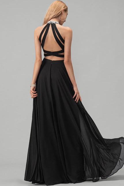 Robe De Bal Noire Brodée Élégante - gallery 4