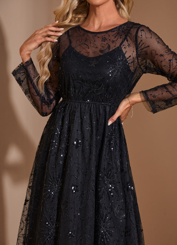 Robe Midi Tulle Scintillant Élégante - gallery 3