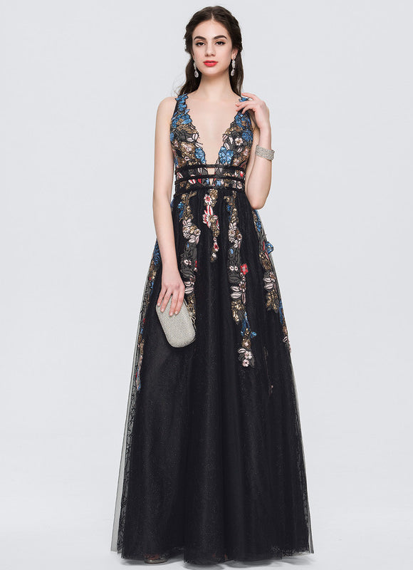 Robe De Bal Florale En Tulle - gallery 1