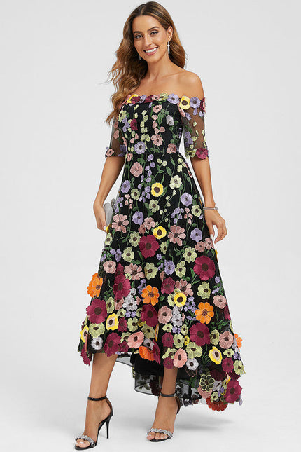 Robe Trapèze En Tulle Floral - gallery 4