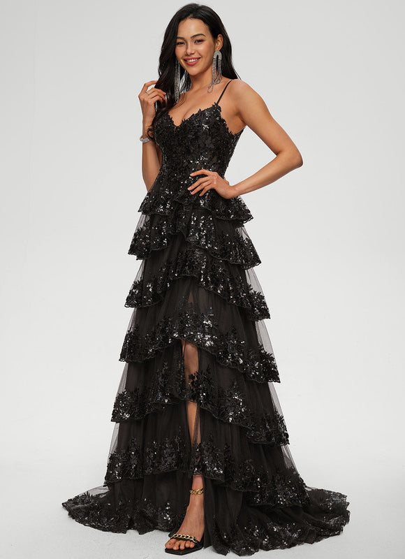 Robe De Bal À Volants Scintillants - gallery 3