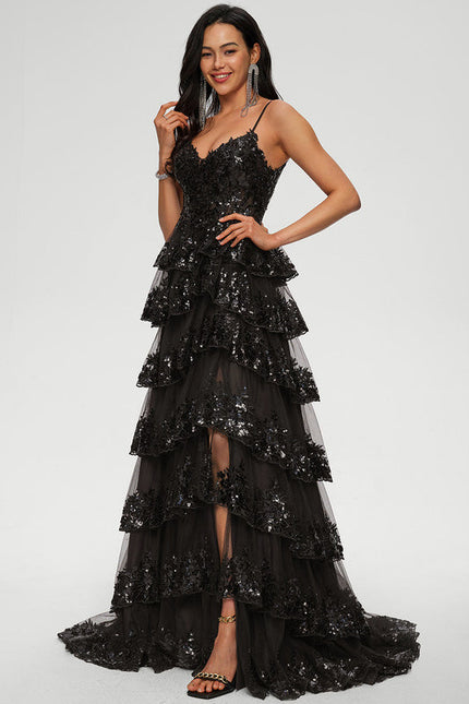 Robe De Bal À Volants Scintillants - gallery 3