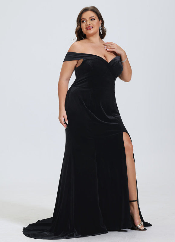 Robe Sirène Glamour En Velours - gallery 8