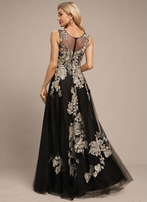 Robe Noire Luxe Tulle Brodé - gallery 3