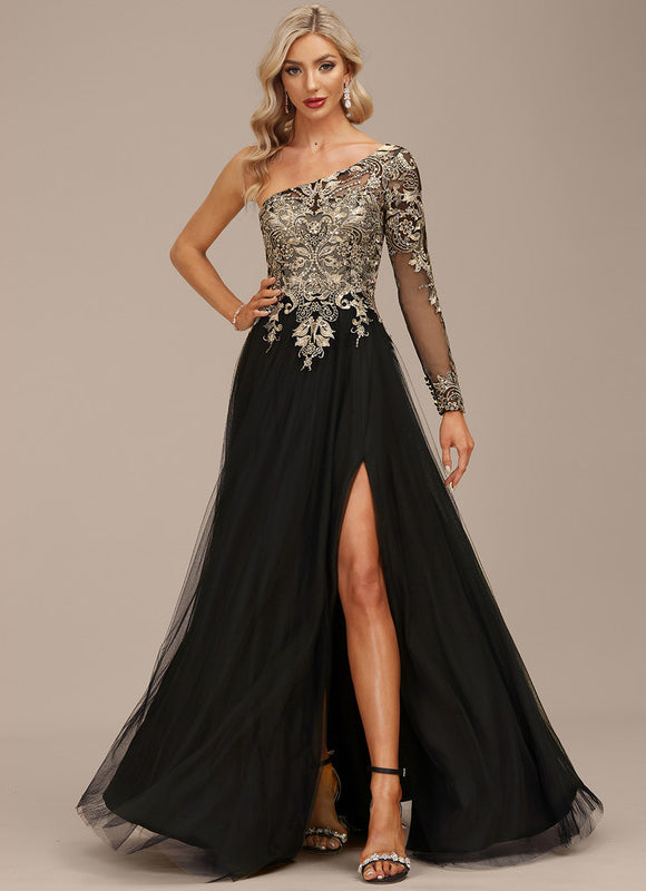 Robe Asymétrique Ornée De Sequins