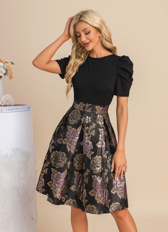 Robe Trapèze Dorée Élégante Chic - gallery 6