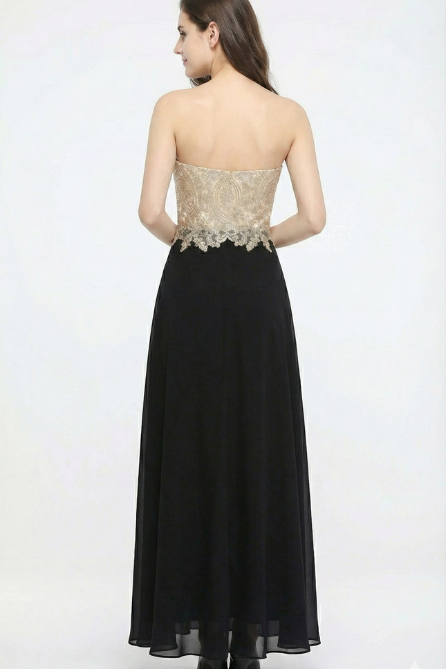 Robe Noire Luxe À Broderies Dorées