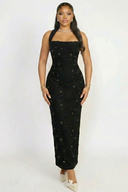 Robe Noire Scintillante À Dos Nu