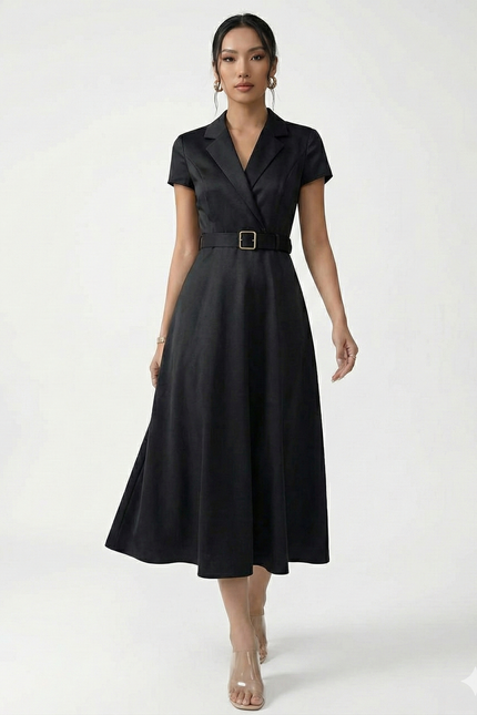 Robe Noire Luxe Satinée