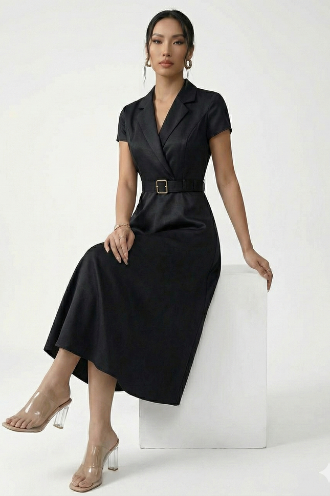 Robe Noire Luxe Satinée