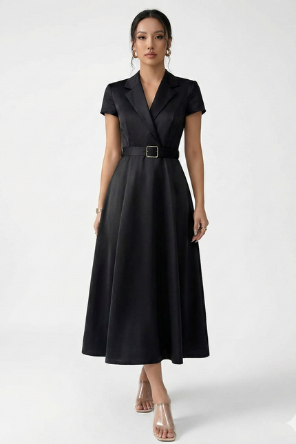 Robe Noire Luxe Satinée
