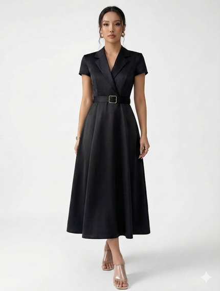 Robe Noire Luxe Satinée