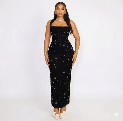 Robe Noire Scintillante À Dos Nu