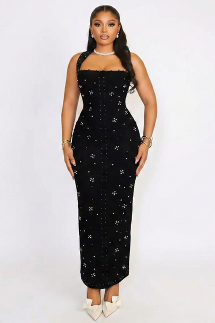 Robe Noire Scintillante À Dos Nu