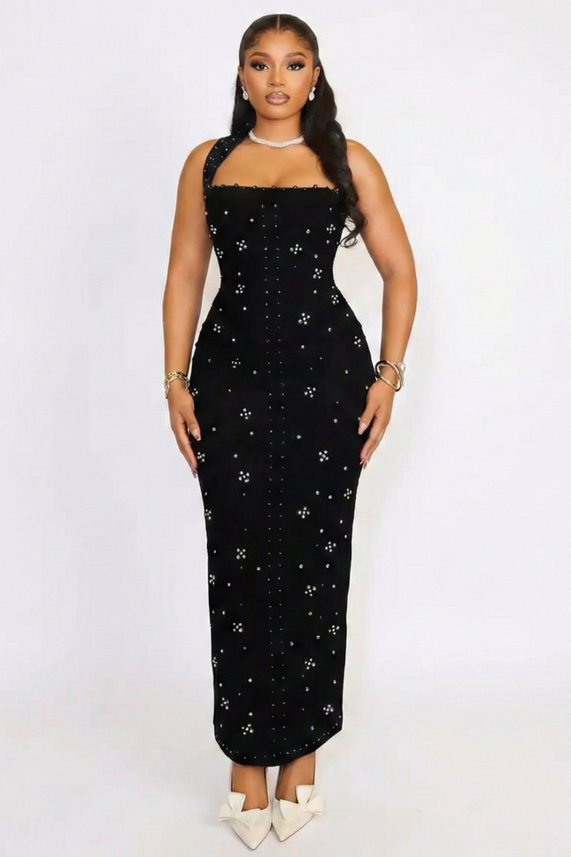 Robe Noire Scintillante À Dos Nu