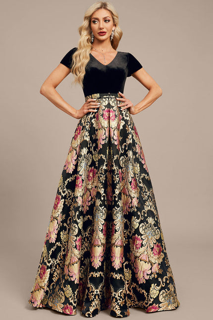 Robe Trapèze Velours Floral Chic - gallery 2