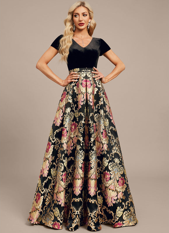 Robe Trapèze Velours Floral Chic - gallery 2