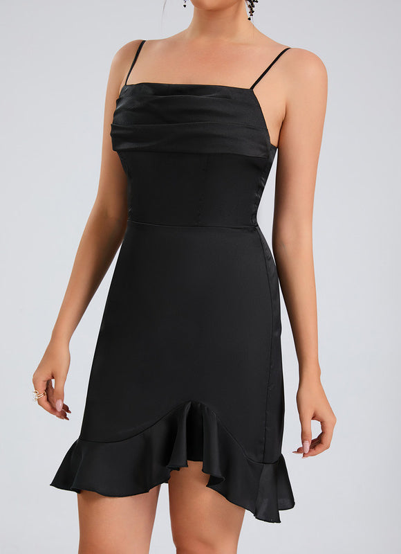 Robe Satinée À Volants Élégante - gallery 6