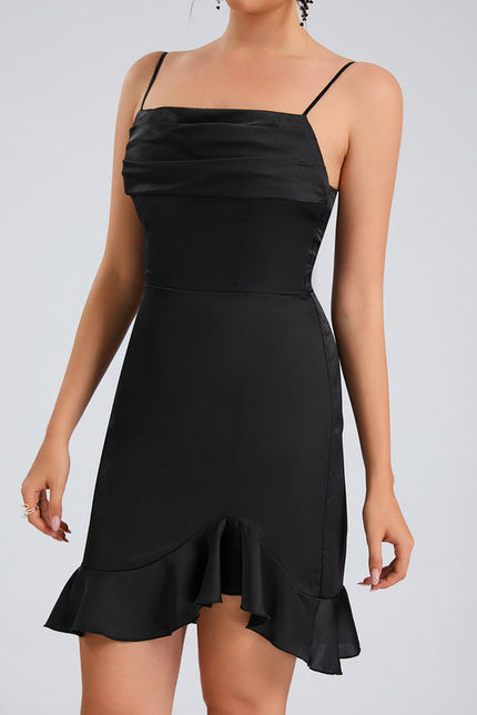 Robe Satinée À Volants Élégante - gallery 6