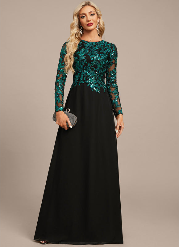 Robe Longue Chic À Manches Brodées - gallery 3