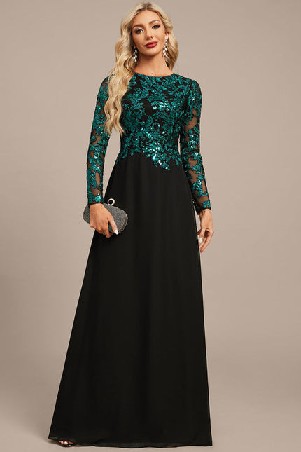Robe Longue Chic À Manches Brodées - gallery 3