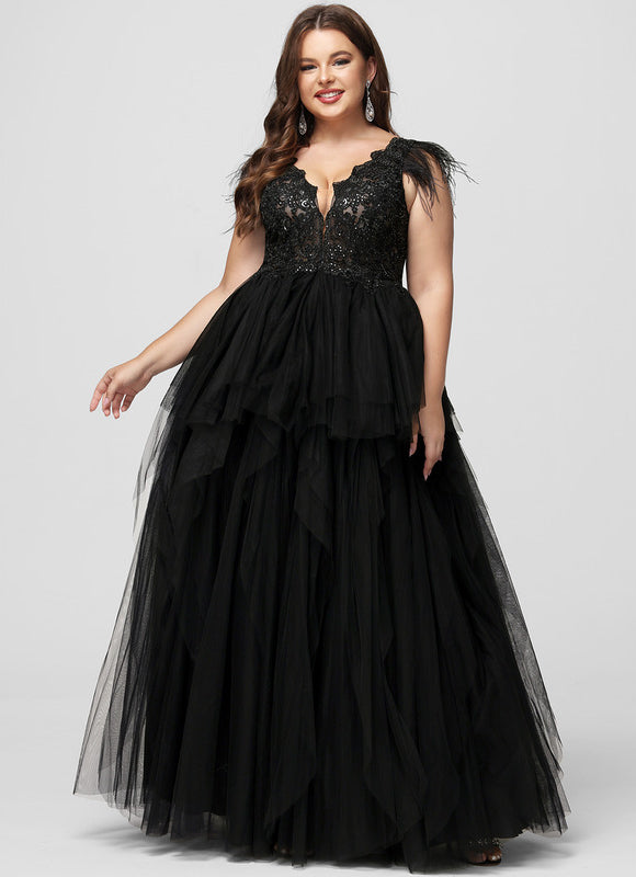 Robe De Bal Tulle Plumes Élégante - gallery 4