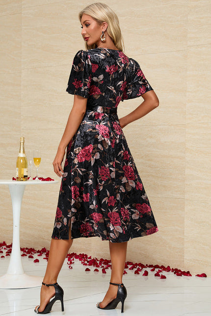 Robe Midi Florale Noire Chic - gallery 5