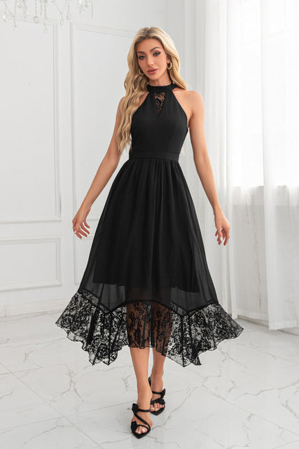 Robe Trapèze Noire En Dentelle - gallery 4