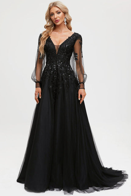 Robe De Bal En Tulle Scintillant - gallery 5