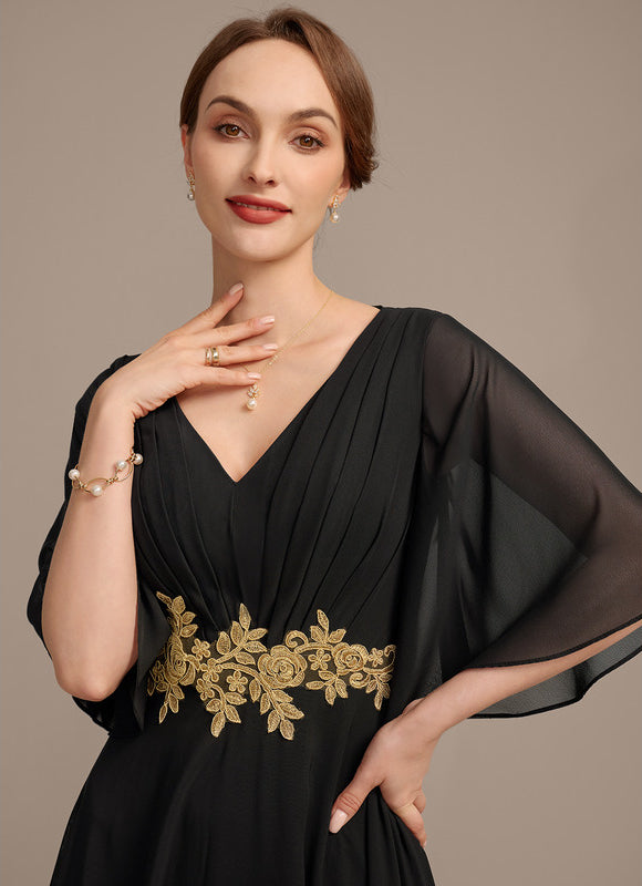 Robe Noire Luxe À Appliques Dorées - gallery 1