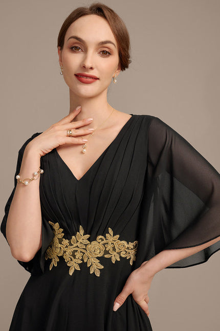 Robe Noire Luxe À Appliques Dorées - gallery 1