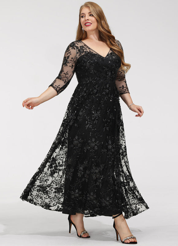 Robe Trapèze En Dentelle Florale - gallery 8