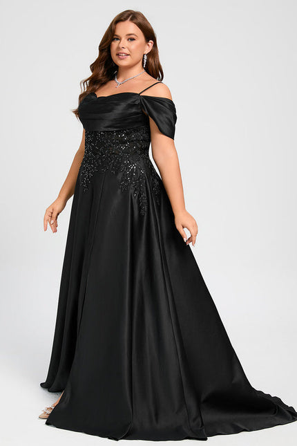 Robe De Bal Satinée À Fente - gallery 8