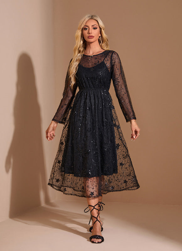 Robe Midi Tulle Scintillant Élégante - gallery 5